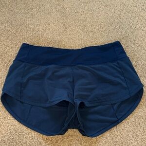 Navy blue Lululemon speed up shorts low rise lined 2.5 inch